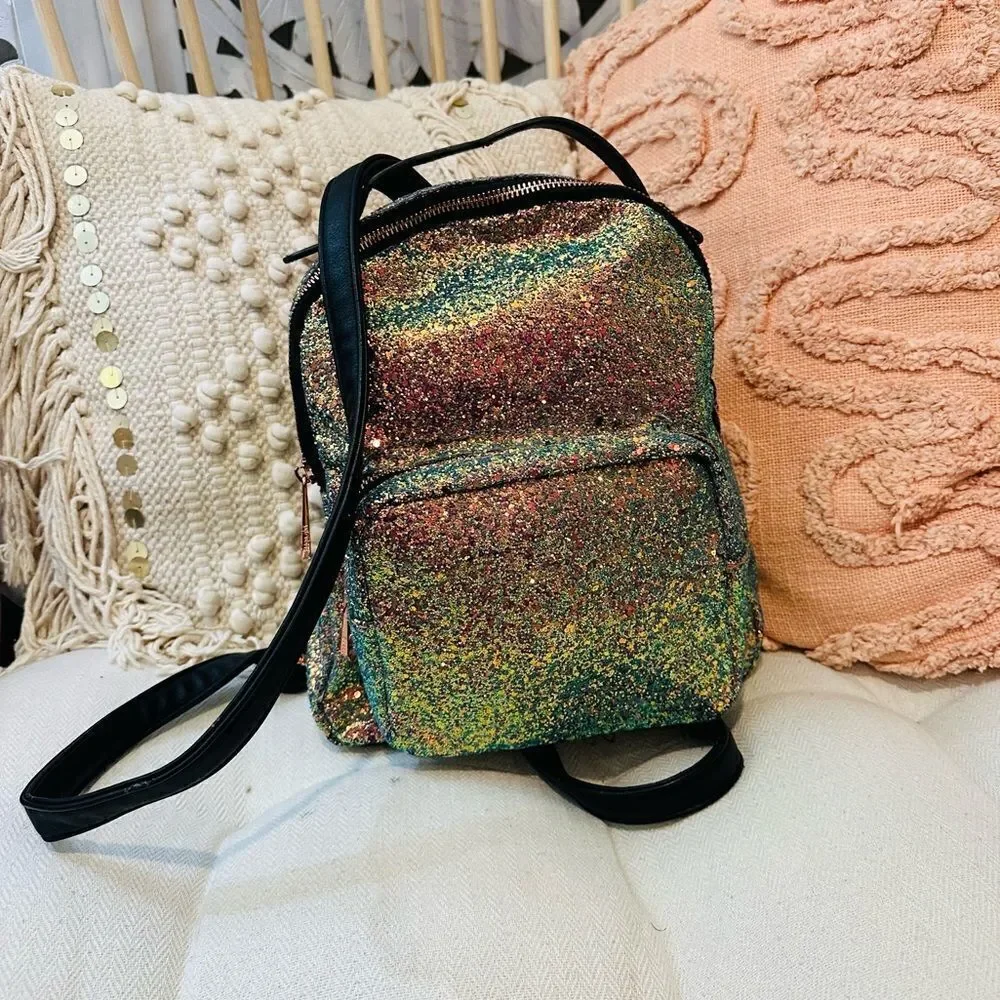 EUC Madden Girl Vegan Glitter Small Backpack